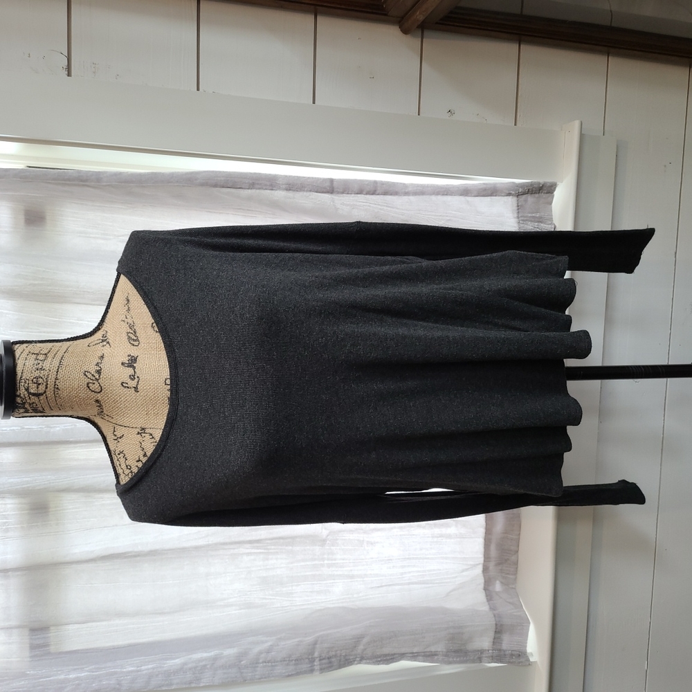 Ladies Medium Soft Grey Sweater Patched Sleeves